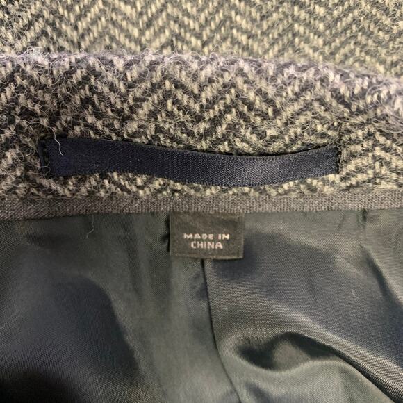 J.CREW Chest Size 40 Regular Grey Black Herringbone Wool Notch Lapel Sport Coat - Picture 5 of 7